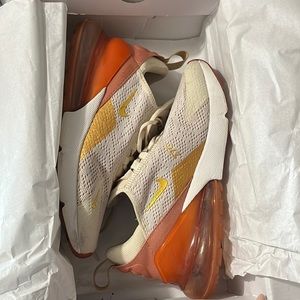 Nike Athletic Shoes in Cream, Gold, and Orange